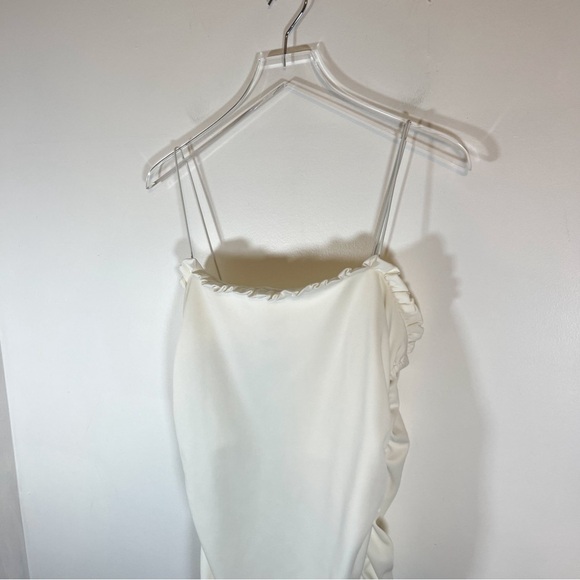 ASOS DESIGN white bodycon ruched mini dress spaghetti straps size 12 - Picture 4 of 10
